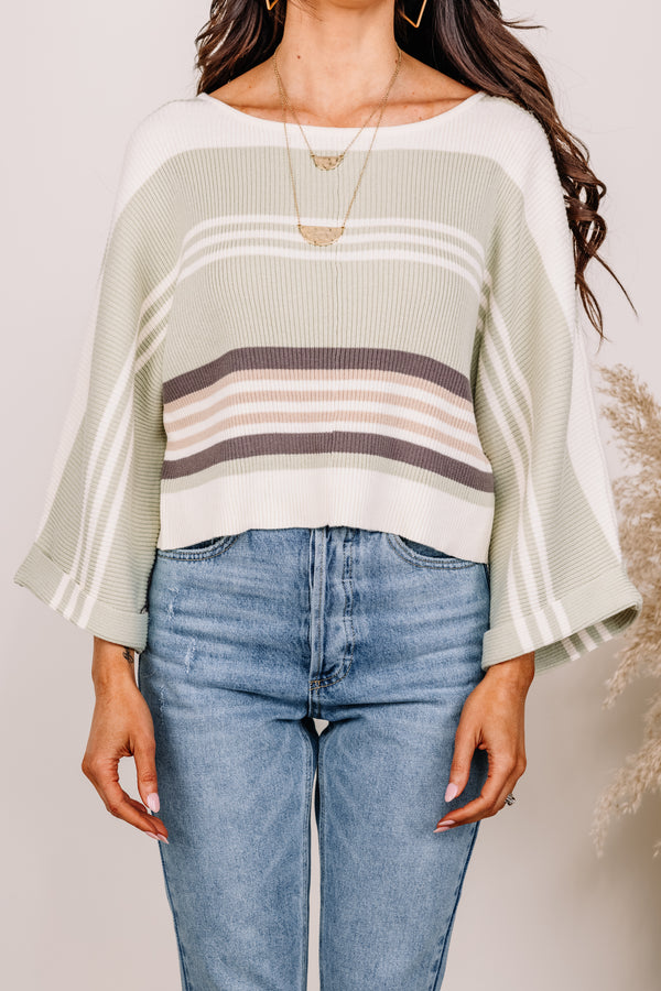 striped wide sleeve sweater