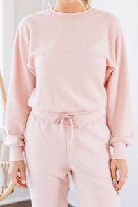 ribbed pink pullover