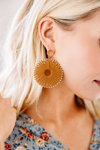 faux leather detailed earrings