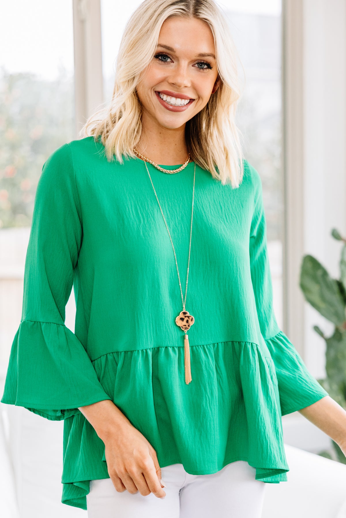 lime green peplum top