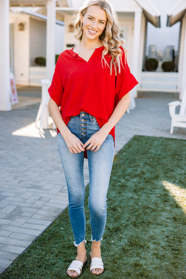 The Slouchy Red Relaxed Top