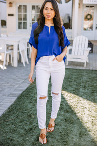 bright blue top