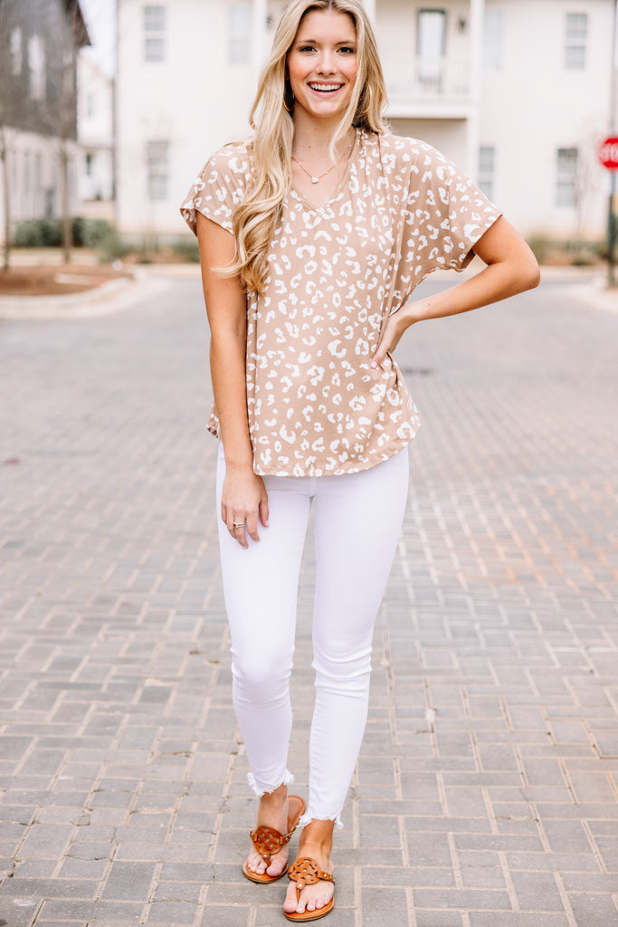 Comfy Latte Brown Leopard Top - Casual Tops – Shop the Mint