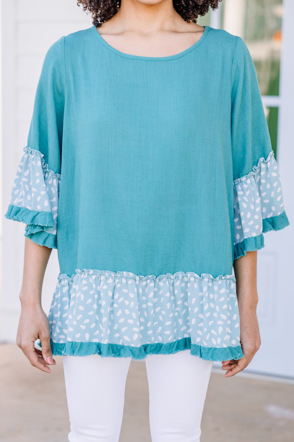 Full Of Ideas Jade Green Spotted Tunic