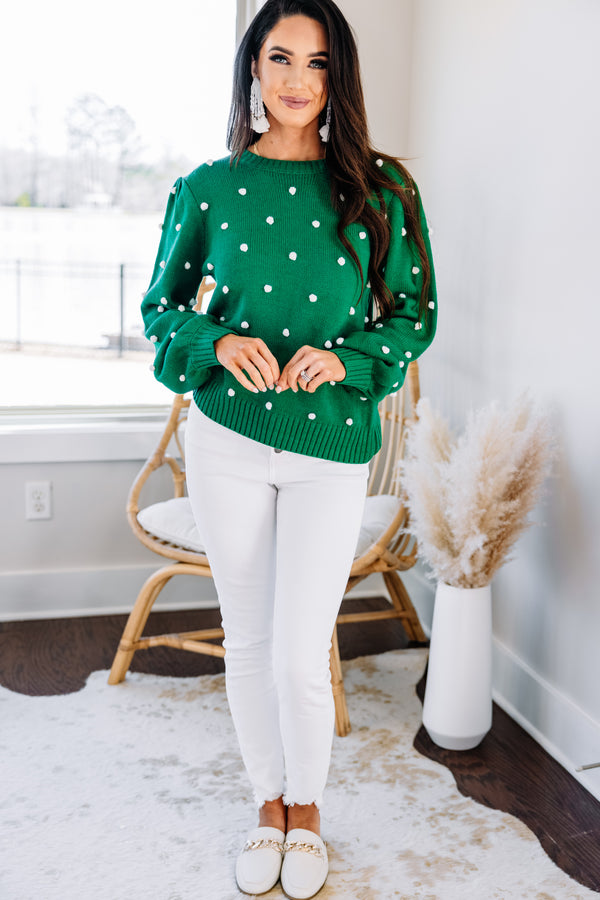 pompom green sweater
