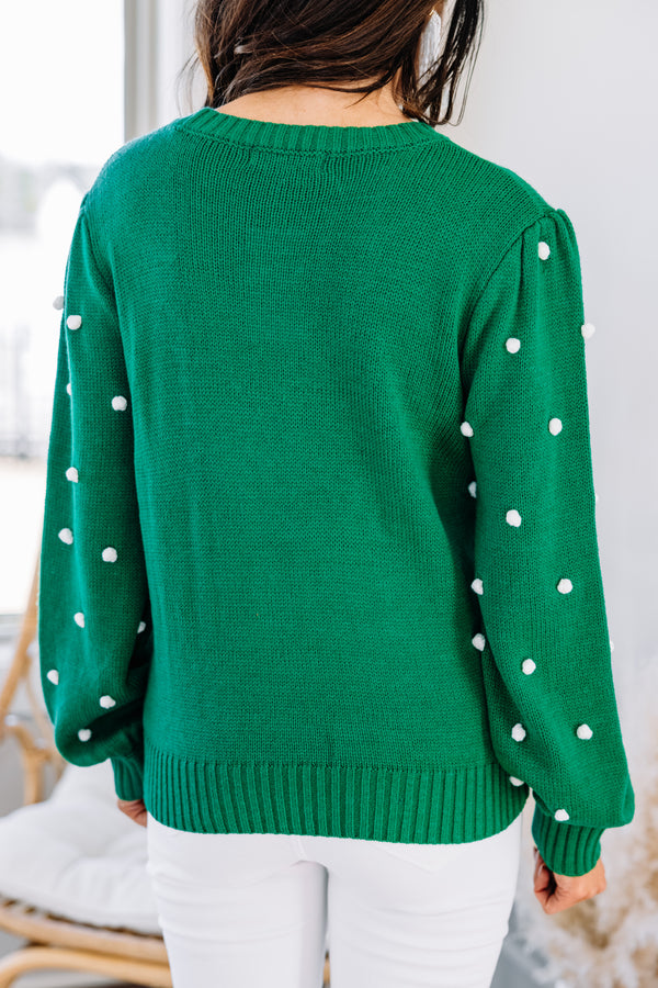 pompom green sweater