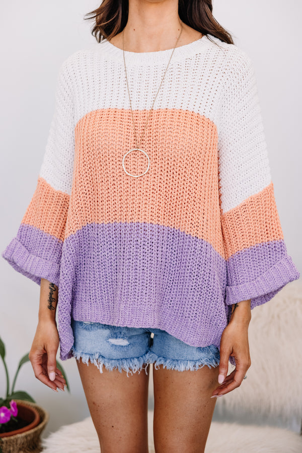 colorblock purple sweater