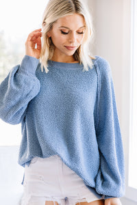 textured blue sweater