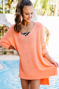 coral loose knit sweater