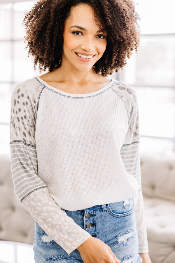 leopard raglan top