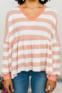 striped pink babydoll top