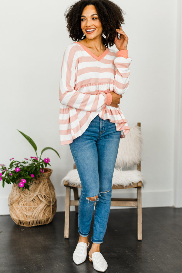 striped pink babydoll top