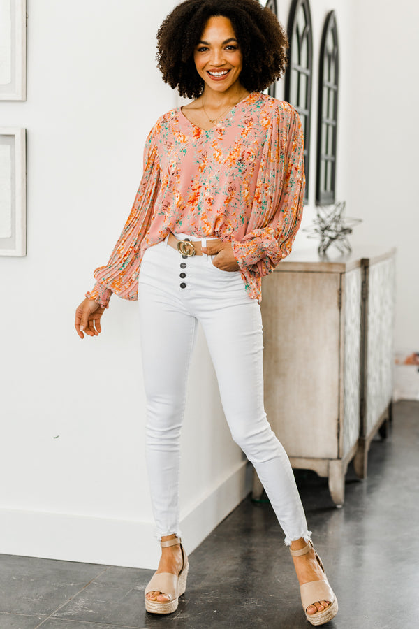 bubble sleeve floral blouse