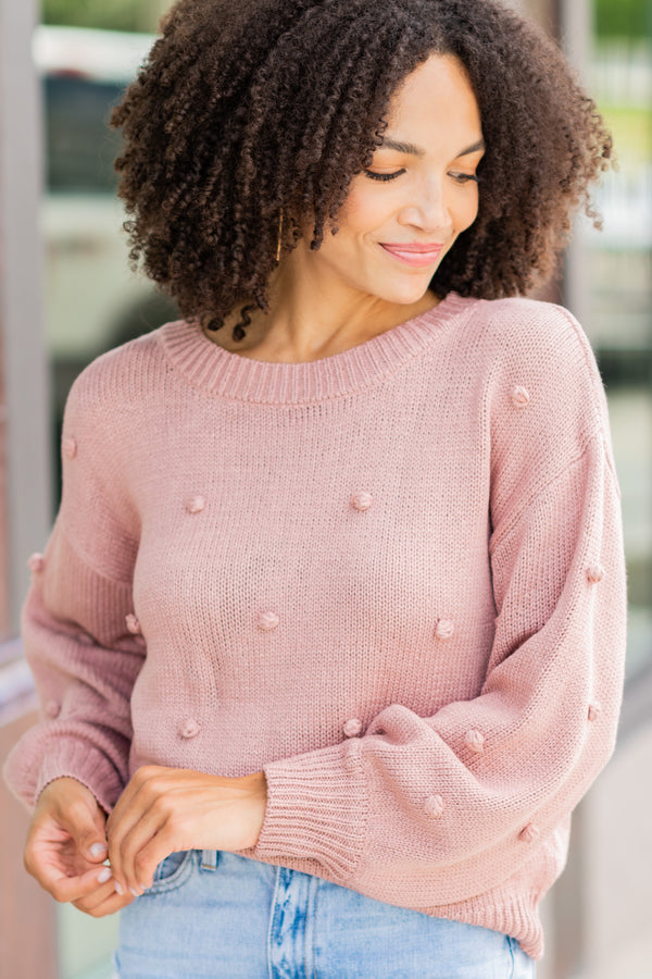 pink pompom sweater