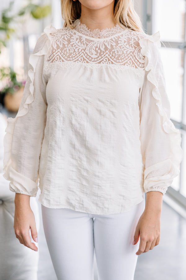 feminine white lace blouse