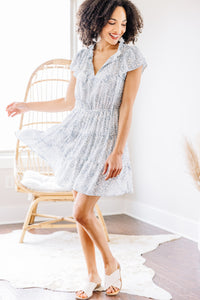 tiered spotted blue dress