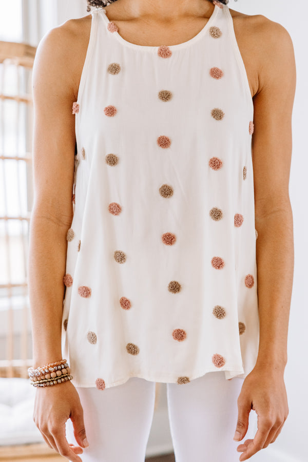 textured polka dot tank