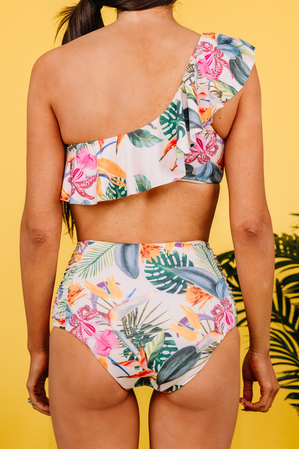 tropical print bikini top
