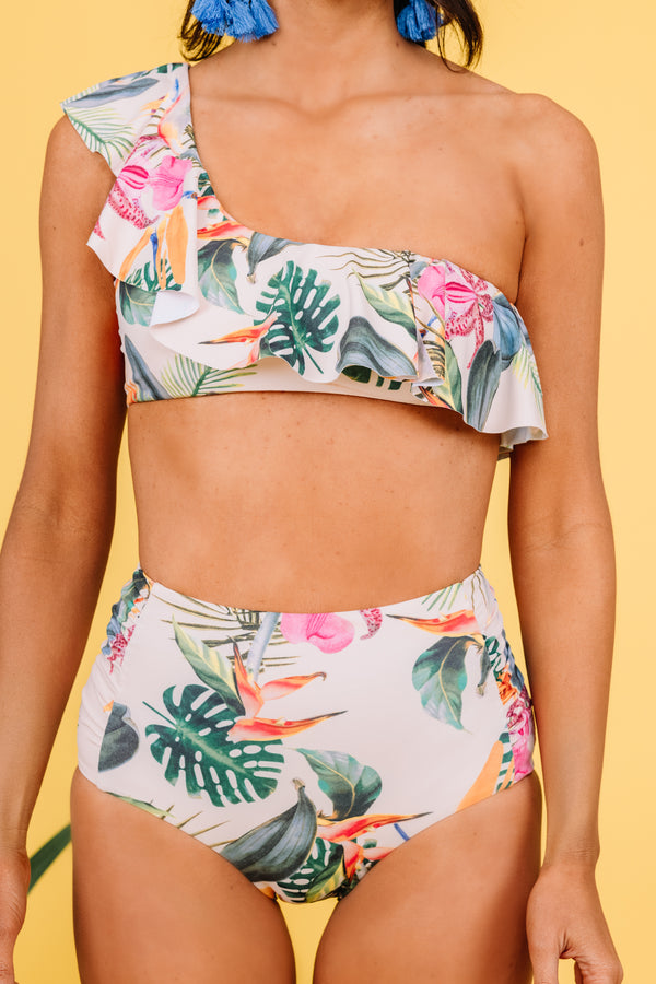 tropical print bikini top