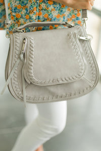 gray saddle bag