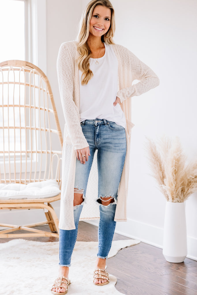 Chic Cream White Duster Cardigan - Light Spring Cardigan – Shop the Mint