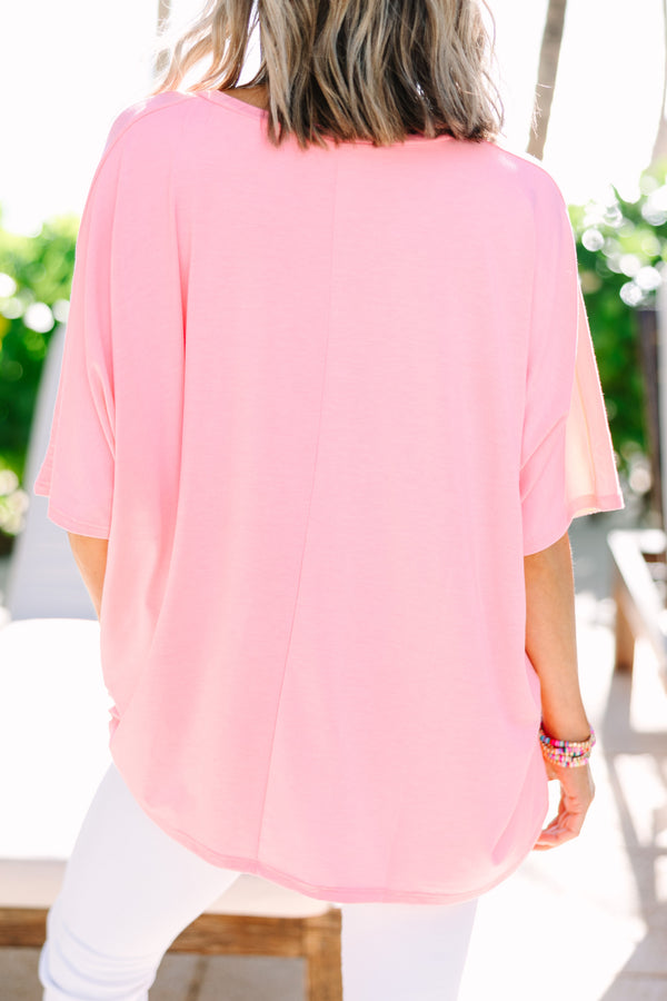 On Your Time Pink Oversized Top
