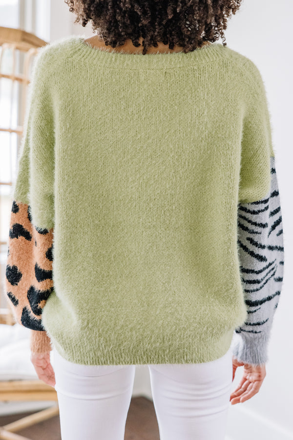 fuzzy animal print sweater