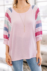 casual pink striped top