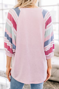 casual pink striped top