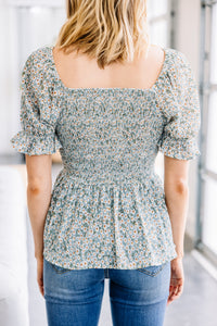 ditsy floral puff sleeve top
