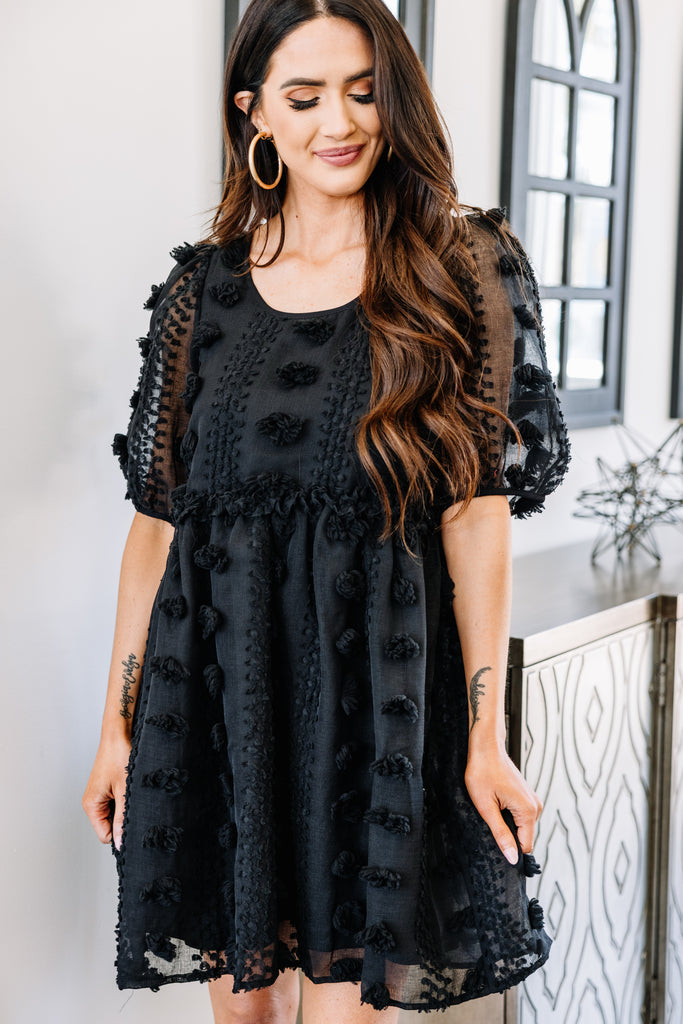 Precious Black Swiss Dot Dress - Trendy Women's Dresses – Shop The Mint