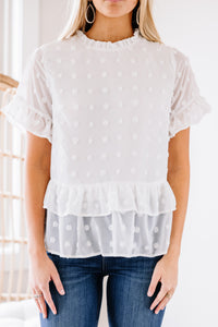 swiss dot short sleeve blouse