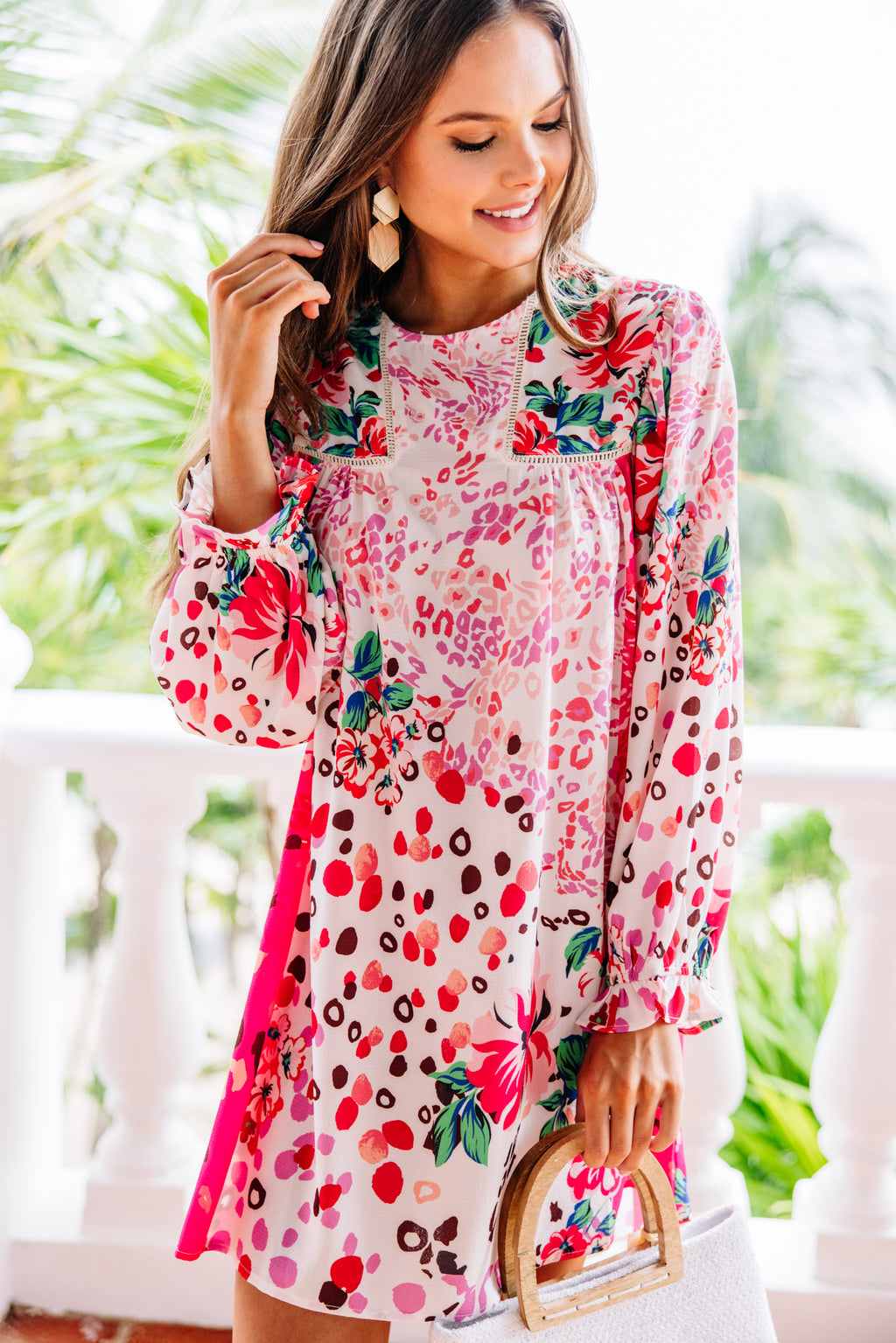 Feeling Compelled Fuchsia Pink Mixed Print Dress Feeling Compelled Fuchsia Pink Mixed Print Dress