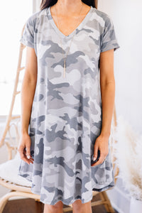 gray camo t-shirt dress