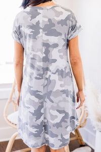 gray camo t-shirt dress