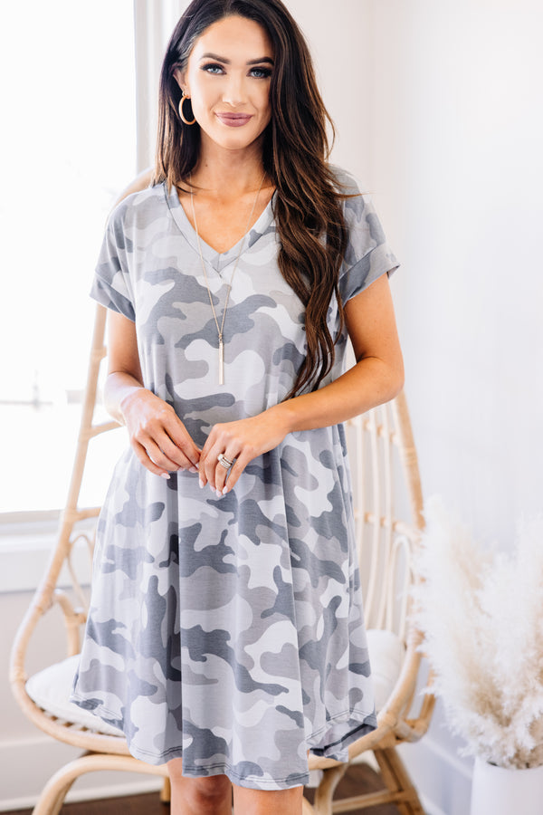 gray camo t-shirt dress