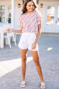 In The Morning Sun Blush Pink Ditsy Floral Blouse
