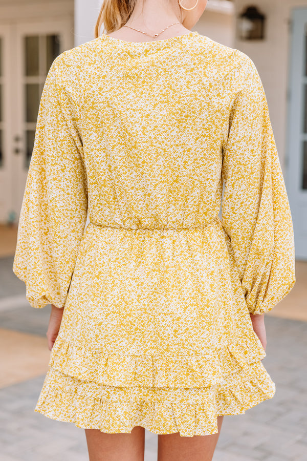 Summer Dreams Yellow Ditsy Floral Mini Dress
