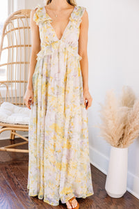 Living In A Dream Yellow Floral Maxi Dress