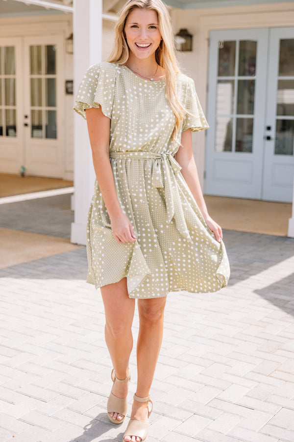 polka dot green dress