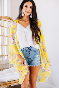 yellow floral kimono