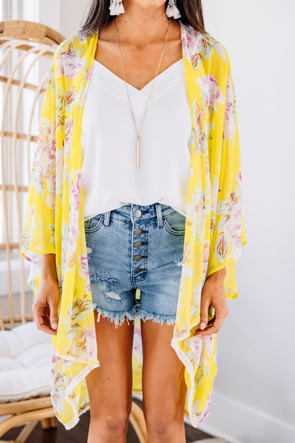 yellow floral kimono