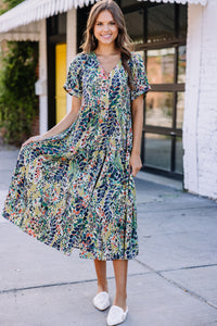 green floral midi dress