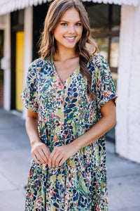 green floral midi dress