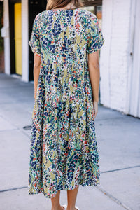 green floral midi dress