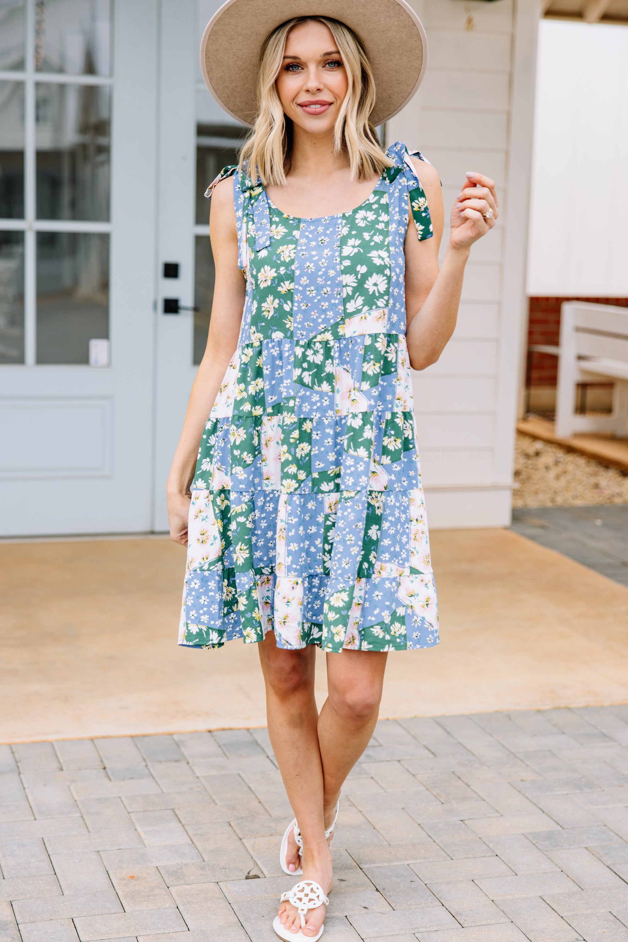 Cute Green Mixed Print Sundress - Boutique Sundresses – Shop The Mint