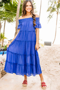 Create Your Joy Royal Blue Tiered Midi Dress