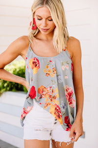 floral gray tank