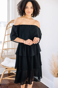 off shoulder black dress