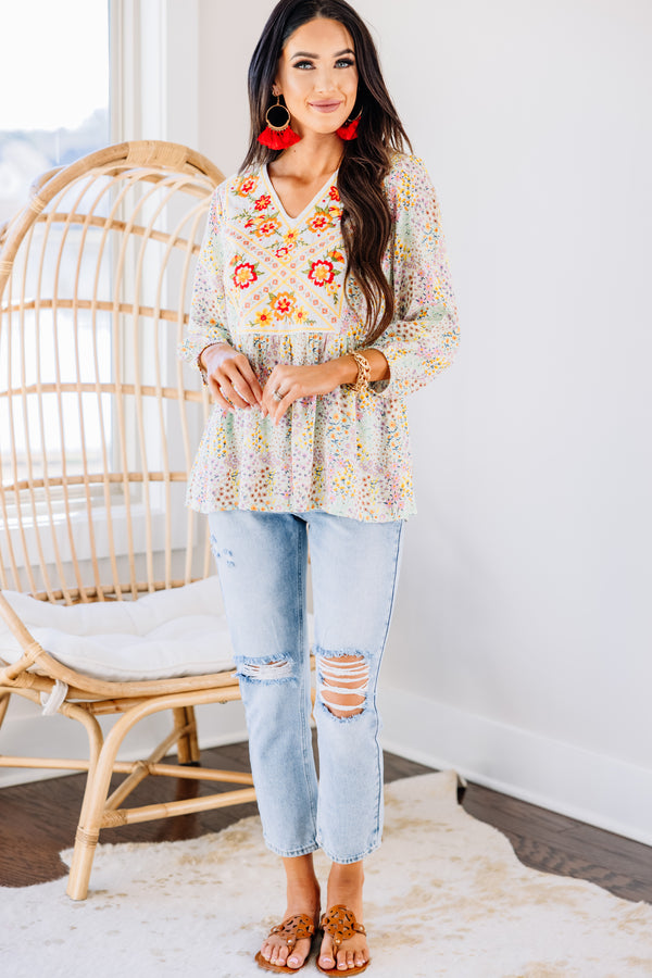 floral embroidered top